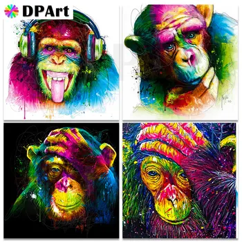 Diamond Obraz Plný Náměstí/ Kolo Vrtačka Opice Šimpanz Daimond Malování Drahokamu Vyšívání Křížkové Umění M017
