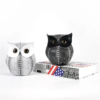 NORTHEUINS Nordic Pryskyřice Wise Owl Figurky Zvířat, Socha, Socha Řemesla pro Domácí Dekor Interiéru Desktop Stolní Dekorace Dárky