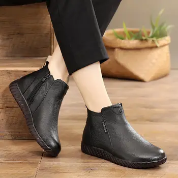 Anti-slip sonw boty pro ženy, originální kožené zimní boty žena kotníkové boty 2020 klasický styl