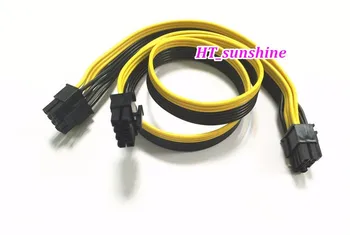 1KS Vysoce Kvalitní 8 Pin Samec na Duální 8 Pin (6pin+2póly) MalePower Kabel pro grafické Karty 60cm+20cm plochý Kabel