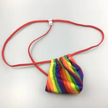 Pánské sexy string pouzdro tanga pirnted G3454 mini pouzdro rainbow pruhované tisk plavky tkaniny