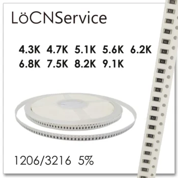 LoCNService 1206 J 5% 5000pcs 4.3 K 4.7 K, 5.1 K, 5.6 K 6.2 K 6.8 K, 7.5 K 8.2 K 9.1 K smd 3216 rezistor OHM