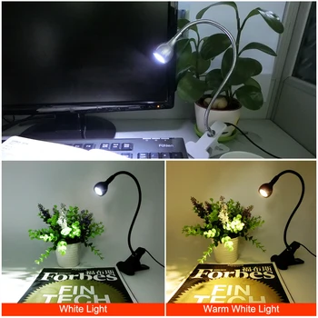 USB Napájecí Klip Držák LED Kniha Světlo Stolní Lampa Flexibilní LED 1W Čtení Knihy Spínač osvětlení On/Off Stolní Lampa pro Ložnice, pracovna