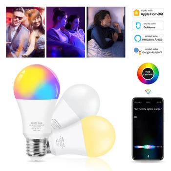 Inteligentní Žárovka 12w Barva Měnící wifi Smart Light E27 RGB LED Žárovky Stmívatelné Práce S Siri / Alexa / Google Assistant Ovládání