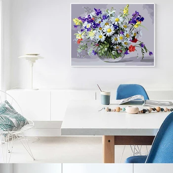 AZQSD Unframe Obrázky Podle Čísel Květina Domácí Dekorace Akrylové Barvy DIY olejomalba Podle Čísel Váza Na Plátně Řemeslné