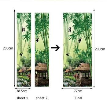 Zelené Bambusové Lesy Doškovou Dveře, Samolepka na Zeď samolepící Nálepka, Malba, Film 30x79