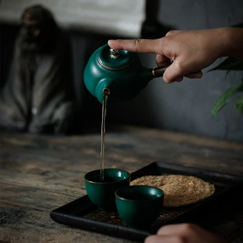 ZÁSTĚRU 180ML Japonské-styl Boční Rukojeť Konvice Hrubé Keramiky Kung Fu konvice na Čaj Keramická Domácnosti Čajový Servis