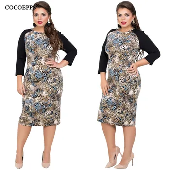 COCOEPPS Plus Velikosti Ženy Oblečení, Letní Šaty Bodycon Velká Velikost Patchwork 5XL 6XL Office Lady Šaty Elegantní Ženy Party Šaty