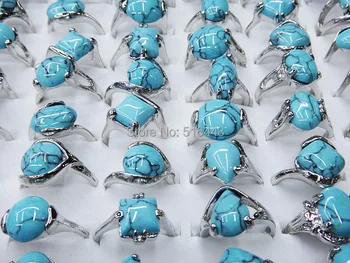 Ping 10pcs Modré Tyrkysové Přívěsky Módní Stříbrné P Ženy, Pánské Prsteny Velkoobchod Šperky Spousta A371