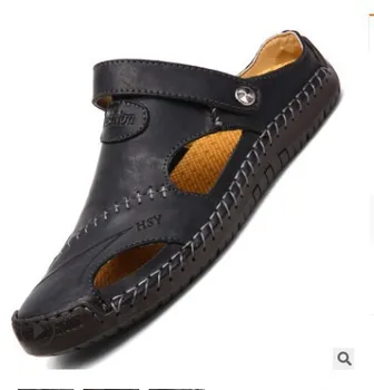 Letní Sandály Mužů Kožené Klasické Římské Sandály 2020 Střevíček Venkovní Tenisky Beach Gumové Žabky Muži Vody, Trekové Sandály