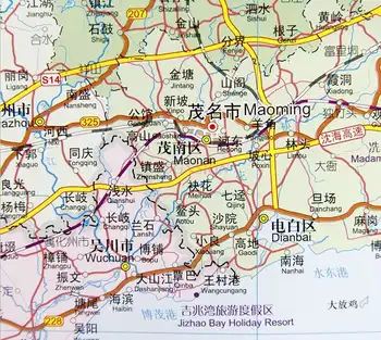 Mapa Provincie Guangdong s Čínštině a angličtině správní rozdělení