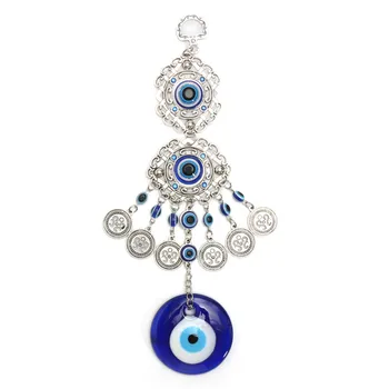 Retro turecké Modré Oči ďábla Amulet Ochranu stěn Visí Přívěšek Štěstí Zvonkohry Zavěšené Zahrada Domácí Dekorace 23x5cm