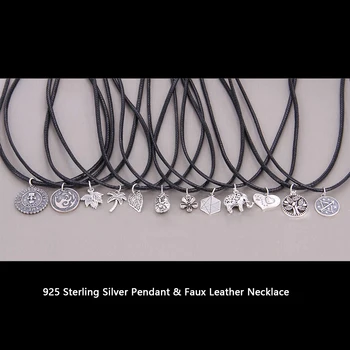 Thomas 925 Sterling Silver Slon Přívěskem & Umělé Kůže Náhrdelník, Rebel Heart Šperky pro Muže, Ženy, TS-NB135