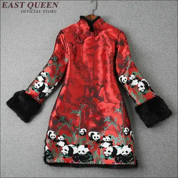Tradiční čínské Ženy Hedvábí Qipao Krátké Mini Cheongsam Čínské Šaty-styl Zimní Plášť Cheongsam AA1705X