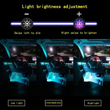 10 v 1 RGB LED Atmosféru, Auto Světla, Interiér Dekorace Vlákno Proužek Světla Tím, že Ovládání Aplikace Dekorativní Okolní Lampa přístrojové Desce Kontrolka