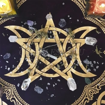 Triple Moon Pentagram Oltář Tkaniny Věštění Astrologie Tarots Karty Hry Ubrus Sametové Board Game Pad Drop Shipping