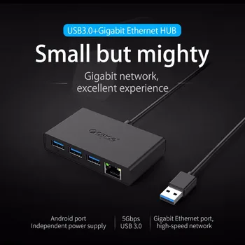 ORICO USB3.0+Gigabit Ethernet Port HUB Mini Rozbočovač Pro Stůl/Office/Home USB3.0 Hub