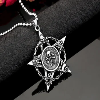 Módní Vintage Pentagram Přívěsek Náhrdelník pro Muže Pirát Mince, Lebka, Oko Mužské Vintage Šperky