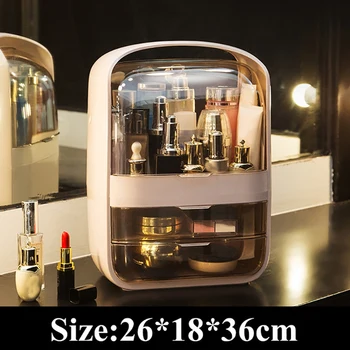 LBER Make-up Organizátor Velká Kapacita Vodotěsné Prachotěsný Koupelna Kosmetické Úložný Box Desktop Kosmetické Úložný Šuplík Růžový