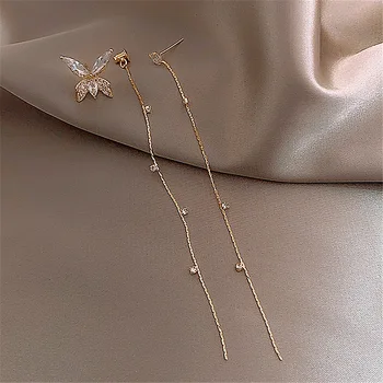 Nový Korejský Vintage Temperament Drahokamu Dlouho Střapec Náušnice Motýl Pro Ženy, Sladké Šperky Pendientes Dárky