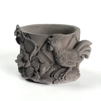 Nicole Ruční Konkrétní Formy Karikatura Kuře Cement Flower Pot Plísně