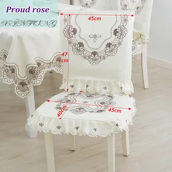 Pyšná Růže Vyšívané Židle Sedák Židle Kryt Jídelní Židle Pad Pokrývající Elastický Potah Domácnosti Chaircase