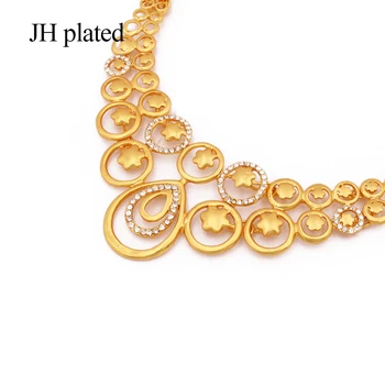 Šperky sady Dubaj zlaté barvě Africké ridal svatební dary strana pro ženy Pentagram Náhrdelník Náramek náušnice prsten collares nastavit