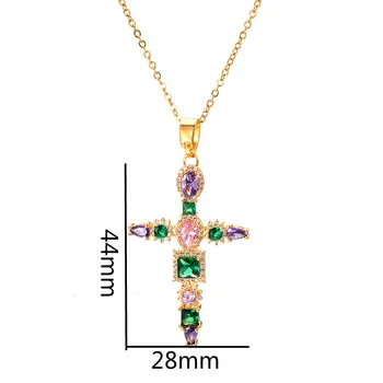 Noble Luxusní Crystal Kříž Přívěsek Náhrdelník Pro Ženy z Nerezové Oceli Řetězec Kouzlo Ženy Počáteční Náhrdelník Svatební Šperky dárek