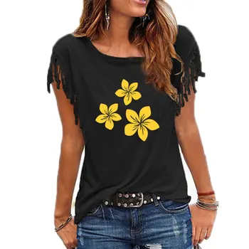 Brilantní Větve Krásné Efektní Vzor Květinové tisk Ženy tričko Letní Nového Bavlna Casual t shirt