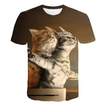 2020 módní nové cool T-shirt muži a ženy 3D T-shirt vzor dvě kočky-krátký rukáv letní top T-shirt T-shirt S-6XL
