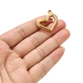 5ks Nerezové Oceli Duté Srdce Přívěsky 29mm Gold DIY Srdce Kouzlo Náhrdelník pro Výrobu velkoobchod