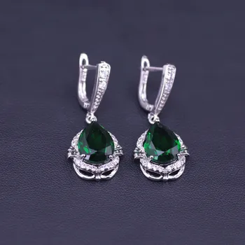 Ruský Zelený Kámen Stříbrná Barva Zákazník Šperky Set Pro Ženy, Kroužky, Náušnice, Náhrdelník Náramek Nastavit V Obchodě