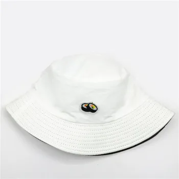 Sushi výšivky bavlna Bucket Hat Rybář Klobouk venkovní cestování klobouk, Sluneční Cap Čepice pro dítě muži Ženy 148