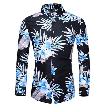 2020 nový styl Pánské Letní Nový Styl Módní List Květ Havajském Stylu s Dlouhými rukávy Košile Ležérní Muž Havajské Košile prodej