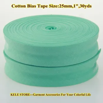Doprava zdarma DIY Bavlna Zaujatost pásky šíře:25mm,30yds/lot,řezání pásky vázací pásky DIY složit pásku barva mátově zelená ,světle zelená