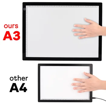 Přenosný A3 LED Světlo Pad Kreslící Podložka Kopírování Deska Vypracování Grafický Tablet Stolní Podložka Panel Pad Kopírování Deska BEZ Ovládání Jasu