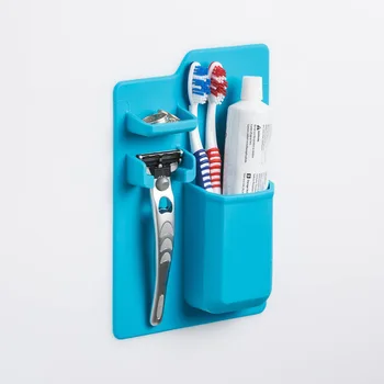 Silný Silikonový Držák na zubní Kartáček Vodotěsné Gel na zuby a holicí Strojek Závěs pro Zrcadlo v Koupelně Sprcha