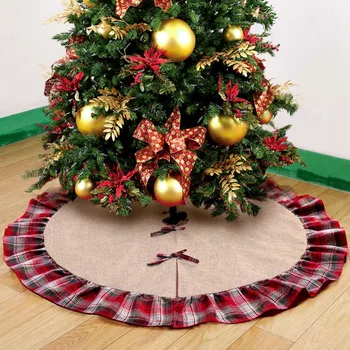OurWarm 90/122 cm Vánoční Strom Sukně, Vánoční Ozdoby pro Domácí Vánoční Strom Mat Buffalo Kostkované Vánoce