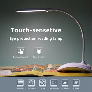 Přenosný USB Dobíjecí LED Skládací Stolní Lampa pro Ochranu Očí, Dotek Stmívatelné Čtení Stolní Lampa 3 Úrovně Jasu LED Světlo