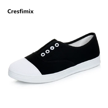 Cresfimix zapatos planos de mujer ženy klasické bílé slip na ploché boty lady casual jarní a letní byty černé boty c2358