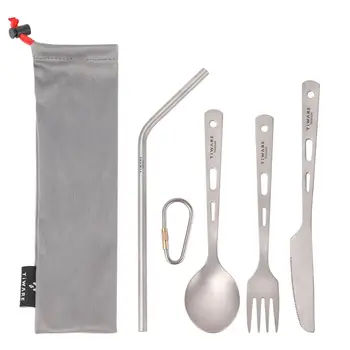 Titanový Nástroj Příbory Sada Extra Silná, Ultra Lehký 3/4/5 Kus Slámy Hůlky Knife Fork Spoon Set pro Domácí Použití