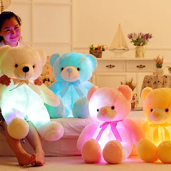 Světelný LED Indukční Teddy Bear Zvířata, Plyšové Hračky Barevné Svítící Medvídek, Dárek K Narozeninám, bytové Dekorace, Doplňky