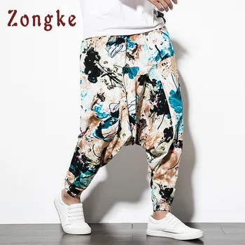 Zongke Čínský Národní Styl Cross-Kalhoty Mužů Volné Hip Hop Kalhoty Muži Kalhoty Běžce Tepláky Harem Kalhoty Mužů Jaře Roku 2021