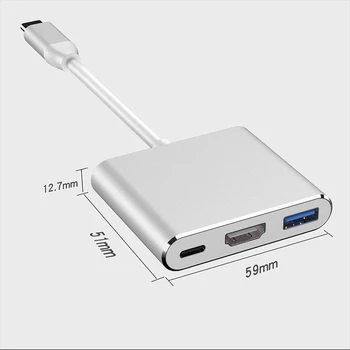 USB C na USB 3.0 Typ C Converter 4K Adaptér VGA Audio Video PD Rychlé Nabíjení Víceportový Adaptér pro MacBook Chromebook iMac