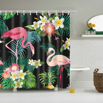 Tropické Zvíře Flamingo Sprcha Žaluzie Koupelna Opona Frabic Vodotěsné Mildewproof Polyester Vana Závěs S Háčky