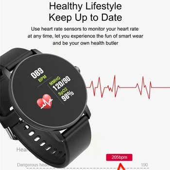 Plně Dotykové Chytré Hodinky Muži Ženy Vodotěsné Smartwatch Srdeční Frekvence, Krevního Tlaku Kyslíku Tracker Sport, Kolo 1.3