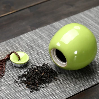 Keramika Čaj tank Zelené jablko Cestovní Přenosné Simulace Uzavřené čaj skladovací nádrže Mini ovoce dekorace