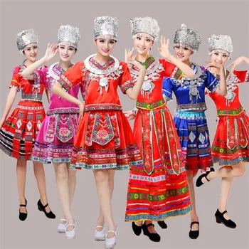 Klasické tradiční čínské taneční kostýmy pro ženy miao hmong oblečení tradiční hmong-oblečení china national oblečení
