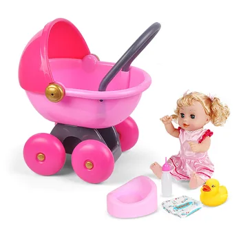Nové Simulace Růžový dětský Kočárek Model Domeček pro panenky Miniaturní Nábytek pro Panenky Příslušenství Děti Playset Dárky Pro Děti Playset