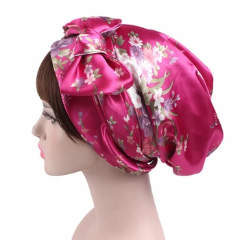 2020 Nové módní tisk ženy Luk Vnitřní Hjiabs měkké saténové květiny muslimské čelenka turban hlavu šátek připraveni nosit hidžáb kapoty